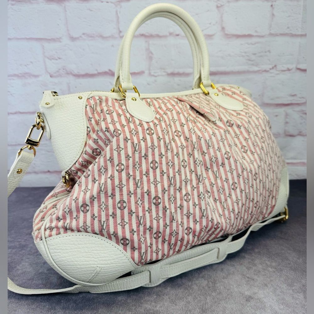 Louis Vuitton Pink Stripe & White Satchel
